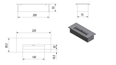 Bio burner firebox 20cm/ 500ml afpm - Image 3