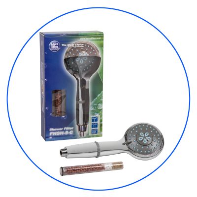 Water softening chrome shower head kit