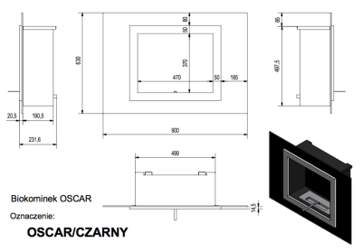 Oscar jet black glass bio ethanol fireplace - Image 2