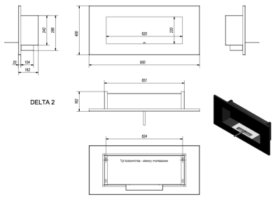 Delta 2 cube design bio ethanol fireplace - Image 2