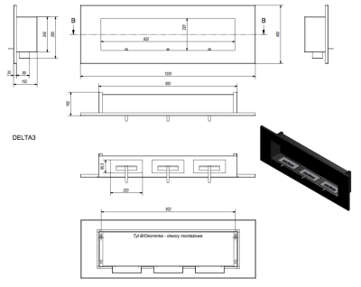 Delta 3 black bio ethanol fireplace - Image 6