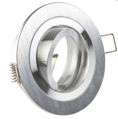 Downlight recessed fitting brushed aluminium moveable