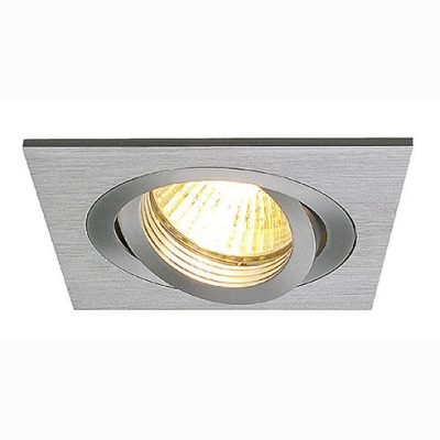Downlight recessed square fitting brushed aluminium moveable