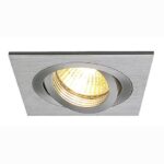 Downlight recessed square fitting brushed aluminium moveable