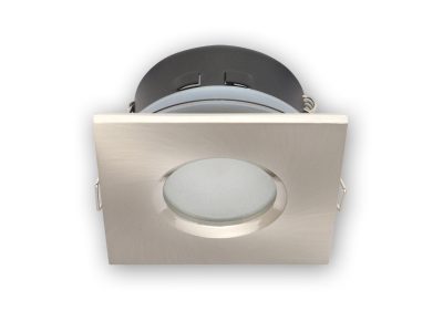 Downlight square fixed waterproof satin chrome
