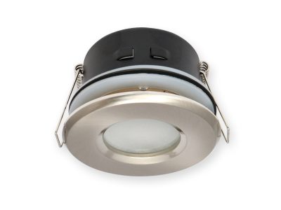 Downlight round fixed waterproof satin chrome