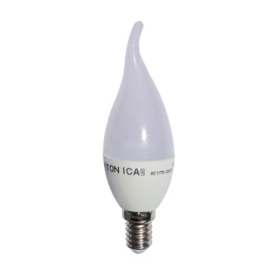 Led bulb candle white bent e14 6watt 2700k 240v
