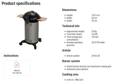 Citi chef 50 Balcony Gas bbq - Image 5