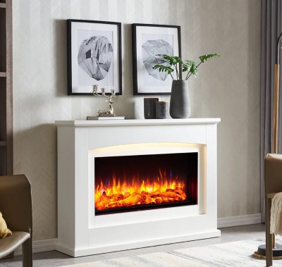 Aurora Fireplace Long Mantle with RGB Mood Lighting DIY Kit - Image 2
