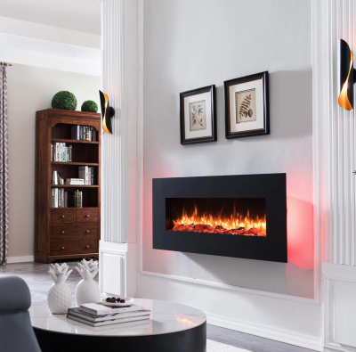 Nirvana Black Fireplace 128cm Hang On Wall - Image 3