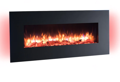 Nirvana Black Fireplace 128cm Hang On Wall