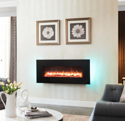 Nirvana Black Fireplace 128cm Hang On Wall - Image 4