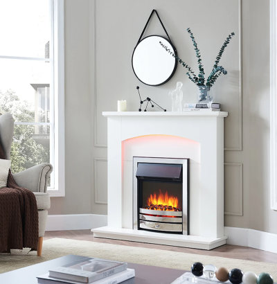 Orca Silver Fireplace with RGB Mood Lighting DIY Kit - Image 2