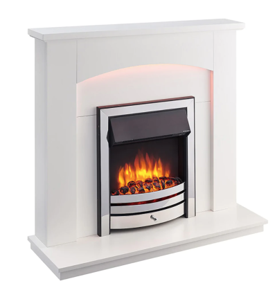 Orca Silver Fireplace with RGB Mood Lighting DIY Kit