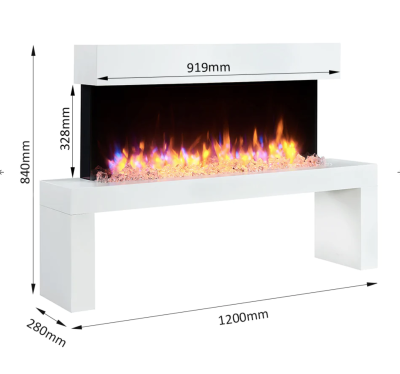 Serena Bench Fireplace with RGB Mood Lighting DIY Kit - Image 4