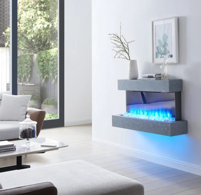 Sierra Beton Wall Hanging Fireplace Grey - Image 2