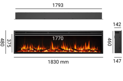 Incognito VisionHd Linear E Fireplace 72inch - Image 2