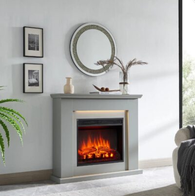 Luan Freestanding Mantle Fireplace Grey