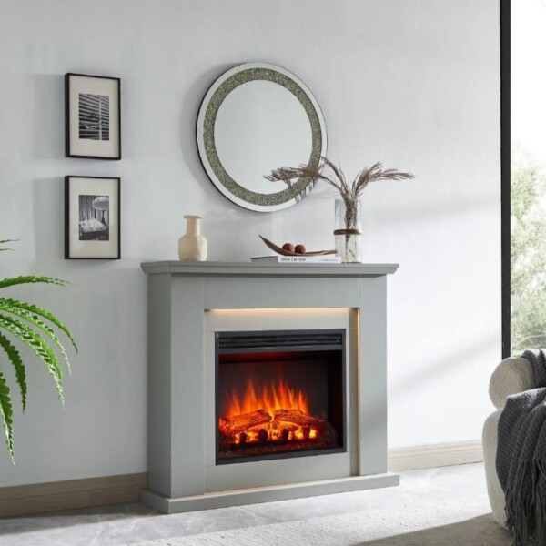 Luan Freestanding Mantle Fireplace Grey