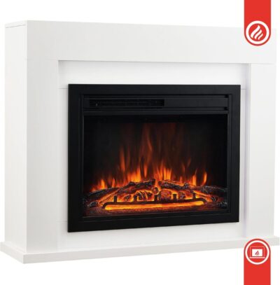 White Mat Fusion Fireplace electric Freestanding - Image 2