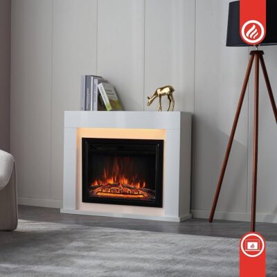 White Mat Fusion Fireplace electric Freestanding
