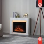White Mat Fusion Fireplace electric Freestanding