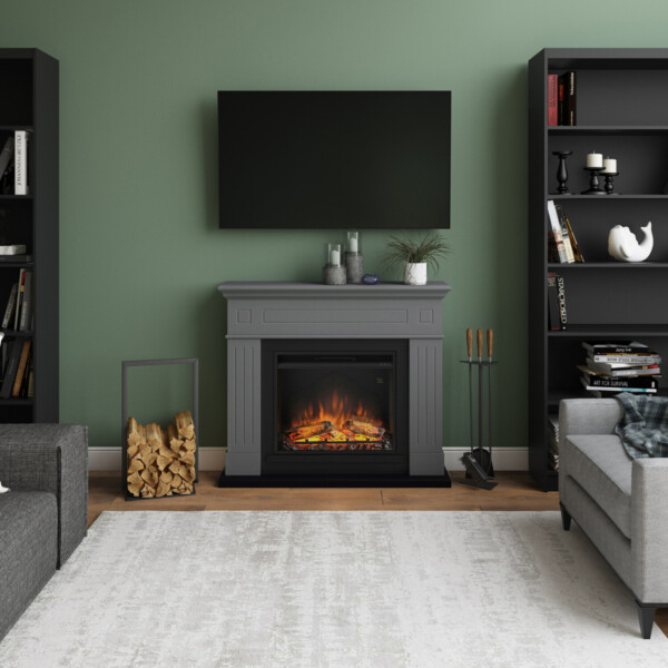 Tagu Larsen Solid Grey Mantlepiece PowerFlame