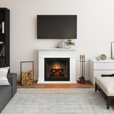 Larsen Pure White Mantlepiece New Gen PowerFlame 2