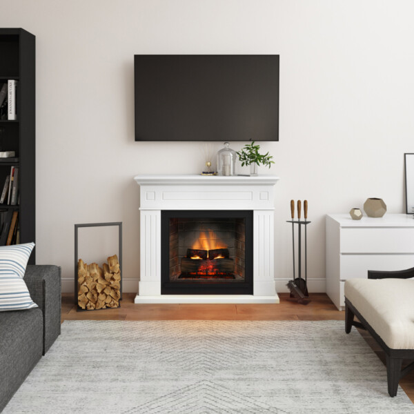 Tagu Larsen Pure White Mantlepiece New Gen PowerFlame 2