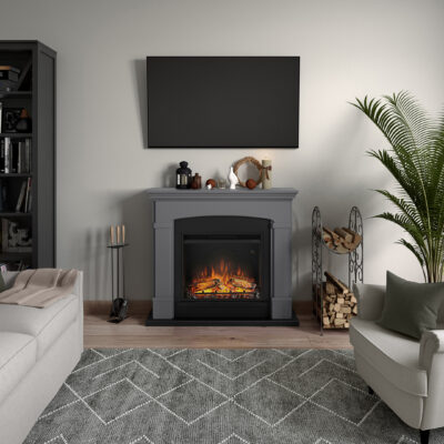 Helmi Solid Grey Mantlepiece PowerFlame
