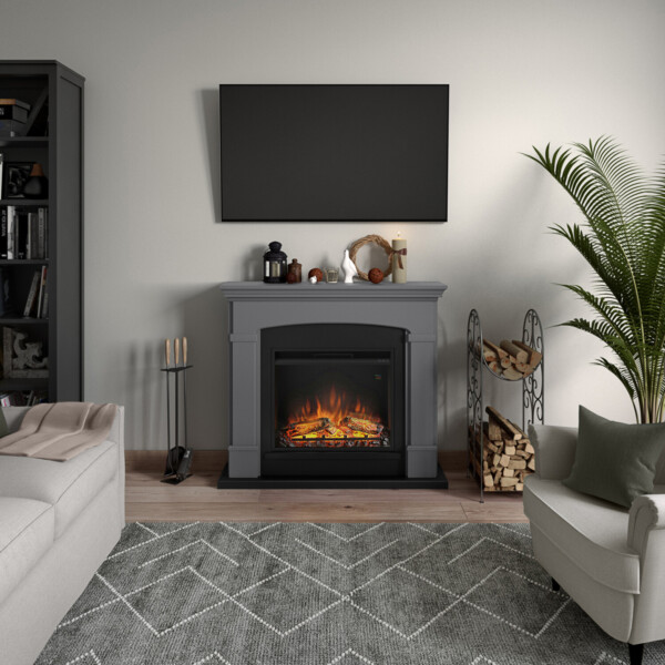 Tagu Helmi Solid Grey Mantlepiece PowerFlame