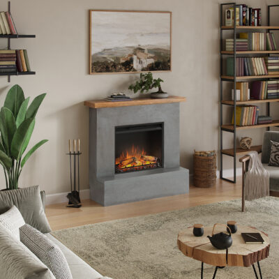Rolf Grey Concrete Look Natural Wood Top Powerflame - Image 2