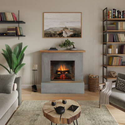 Rolf Grey Concrete Natural Wood Top Powerflame 2