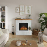 Rolf Grey White Brick Look Natural Wood Top Powerflame