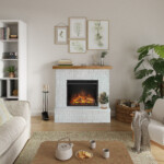 Rolf White Brick Look Natural Wood Top Powerflame