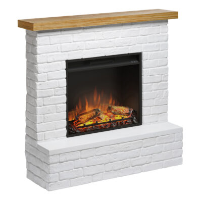 Rolf Grey White Brick Look Natural Wood Top Powerflame - Image 5