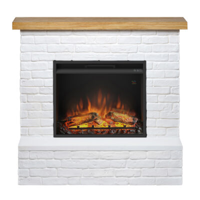 Rolf Grey White Brick Look Natural Wood Top Powerflame - Image 4
