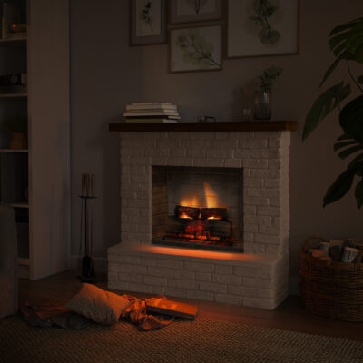 Rolf Grey White Brick Natural Wood Top Powerflame 2 - Image 2