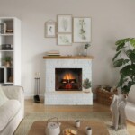 Rolf White Brick Natural Wood Top Powerflame 2