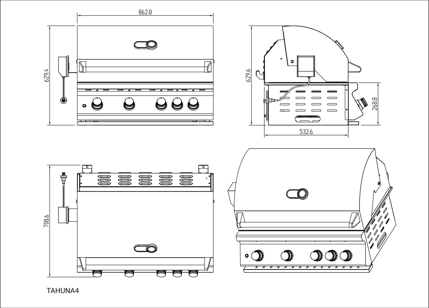 Tahuna 4-Burner Built-In BBQ – 304 Stainless Steel LPG - Image 10