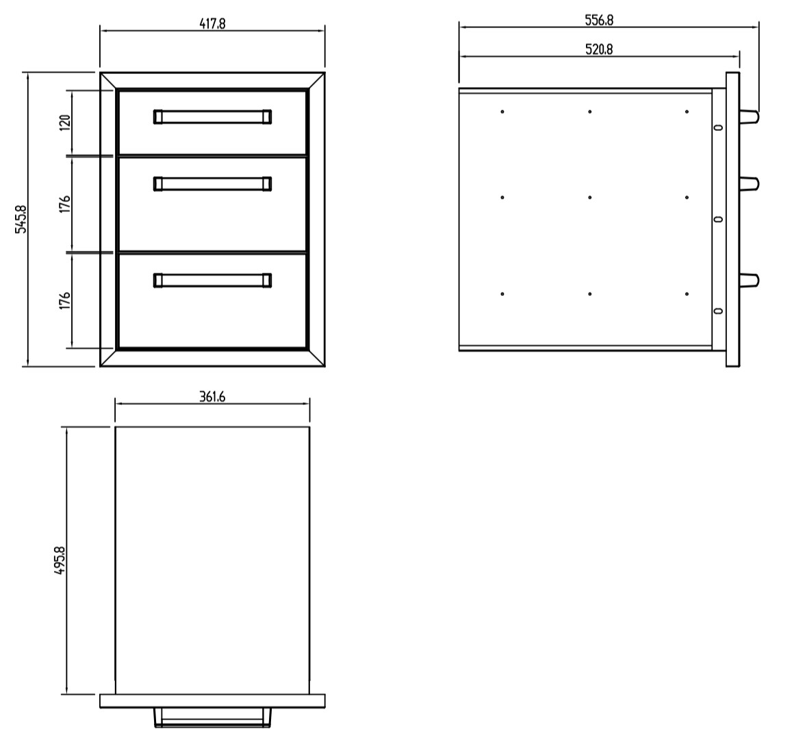 Tahuna Triple Drawer Unit – 304 Stainless Steel - Image 2
